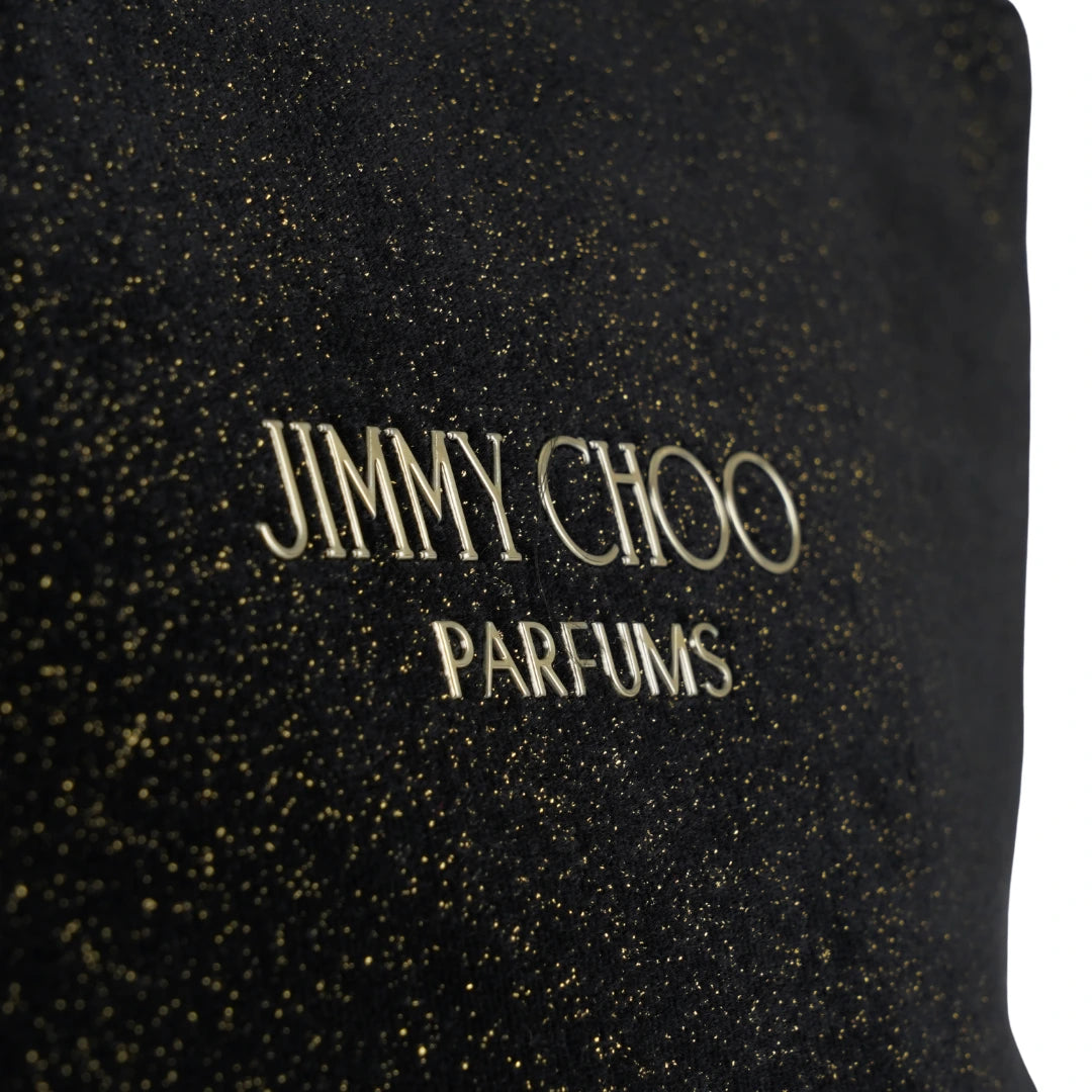 JIMMY CHOO PARFUMS FAUX LEATHER GLITTER TRIM CLUTCH POUCH COSMETIC BAG - BLACK