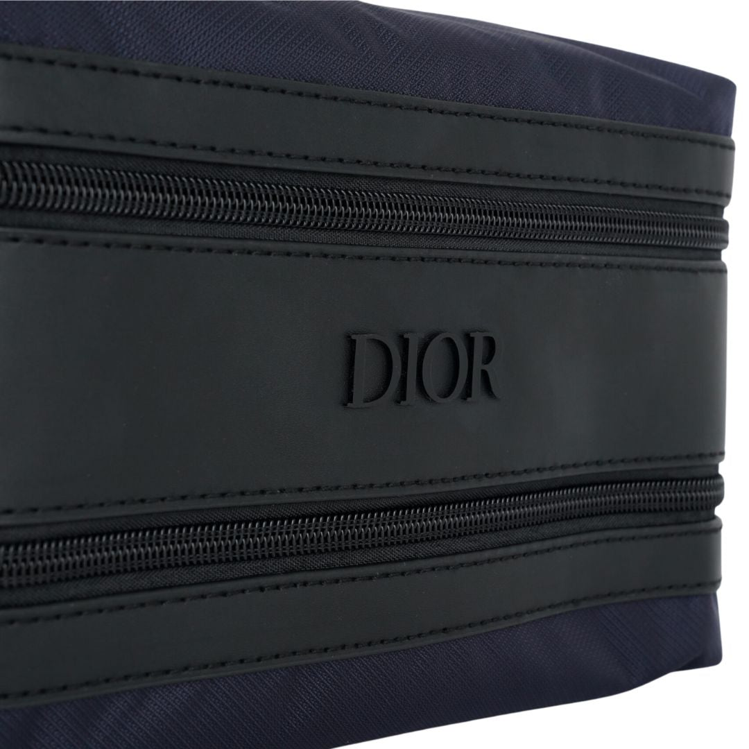 DIOR TOILETRY DOUBLE ZIP POUCH (NAVY)