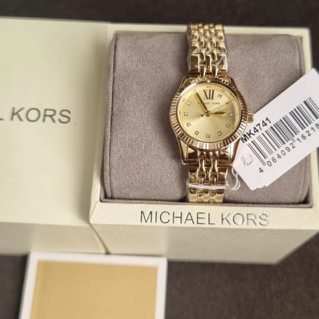 MICHAEL KORS LEXINGTON THREE-HAND GOLD-TONE STAINLESS STEEL WATCH MK4741