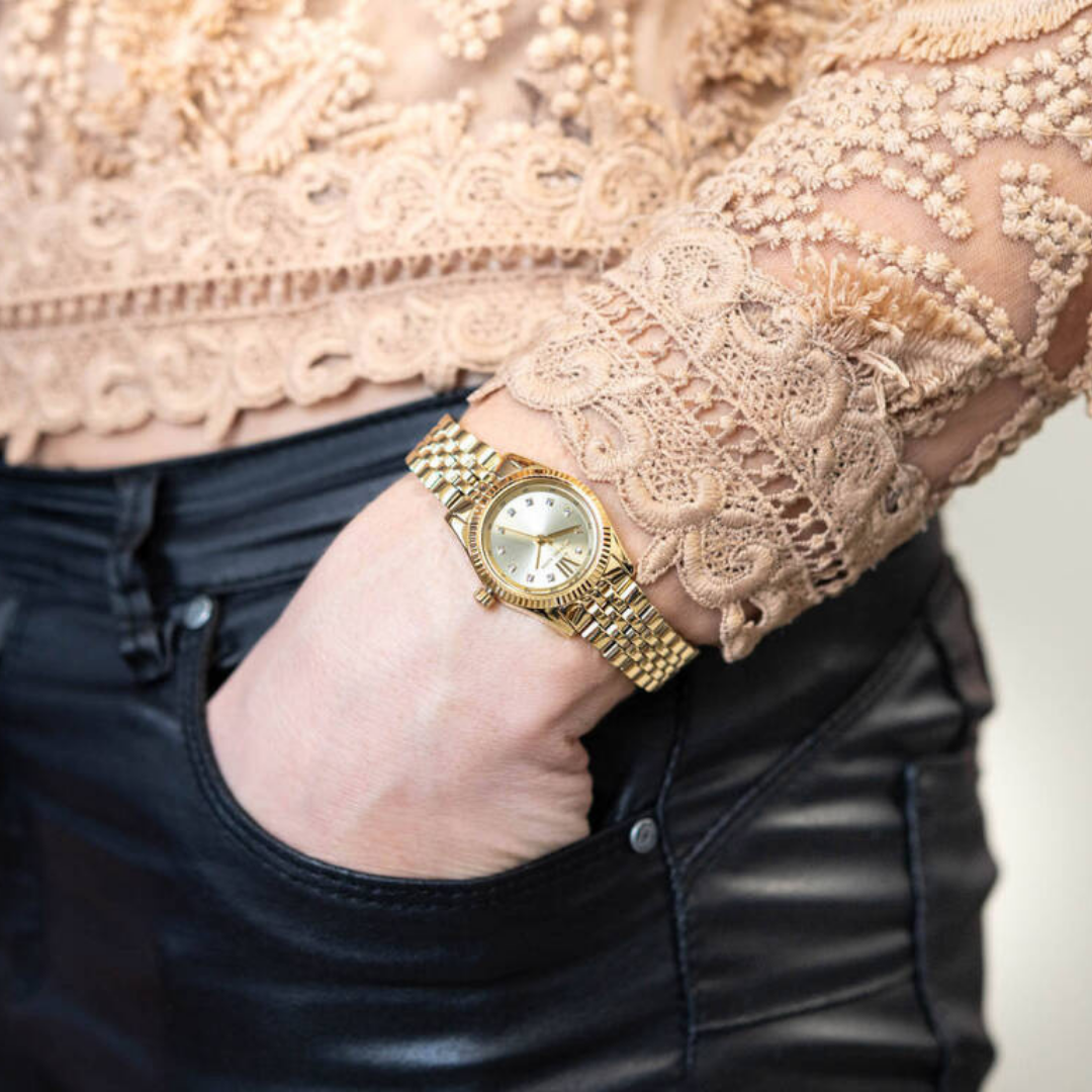 MICHAEL KORS LEXINGTON THREE-HAND GOLD-TONE STAINLESS STEEL WATCH MK4741