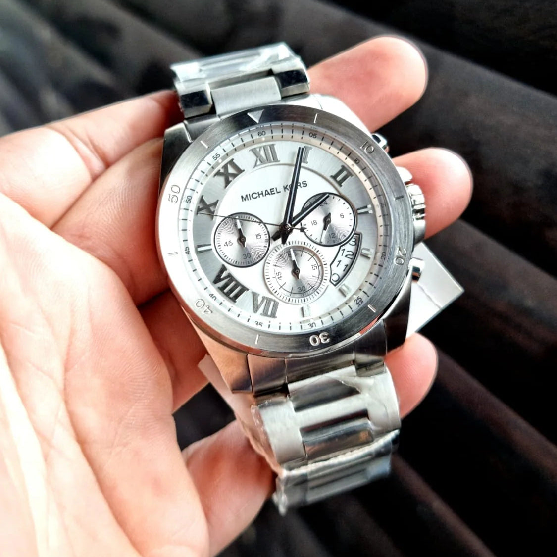 MICHAEL KORS BRECKEN SILVER DIAL MEN'S CHRONOGRAPH WATCH - MK8562