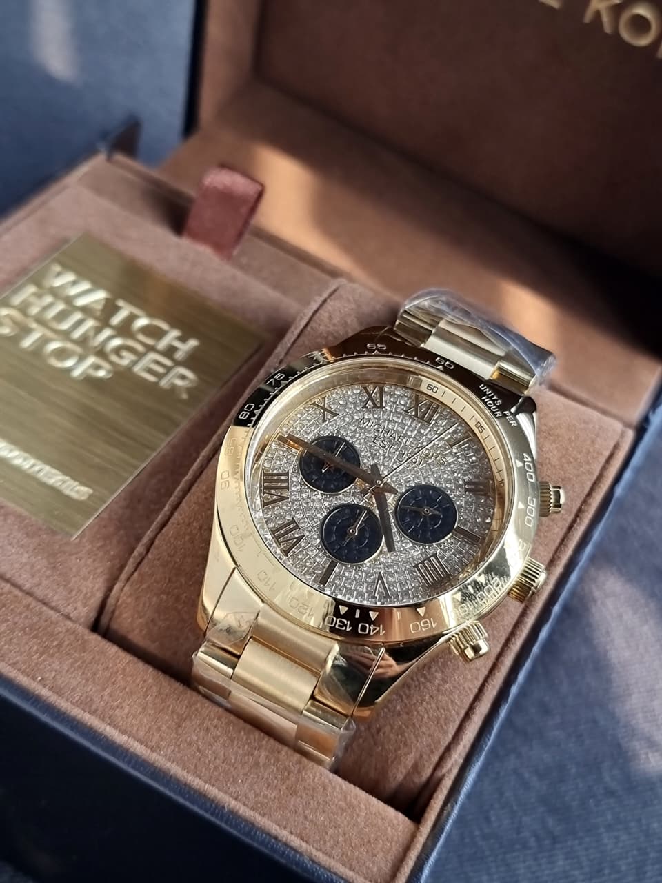 Michael Kors Layton Gold-Tone Crystal-Set Chronograph Watch
