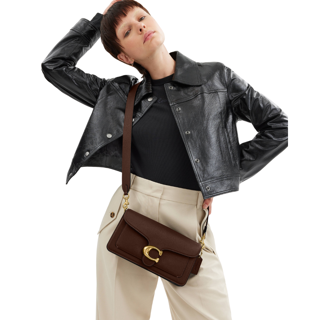 COACH Tabby Shoulder Bag Brown 20cm Golden logo