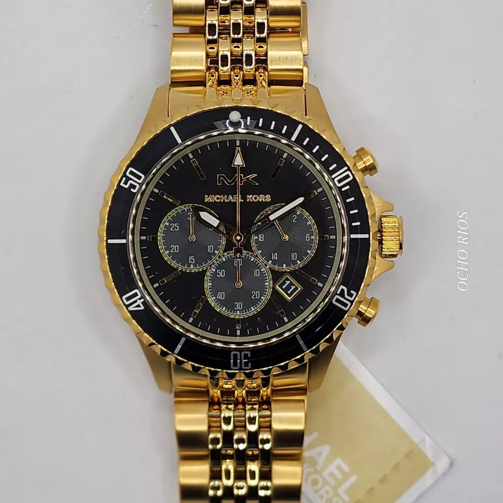 MICHAEL KORS MEN'S BAYVILLE CHRONOGRAPH BLACK DIAL GOLD STEEL - MK8726