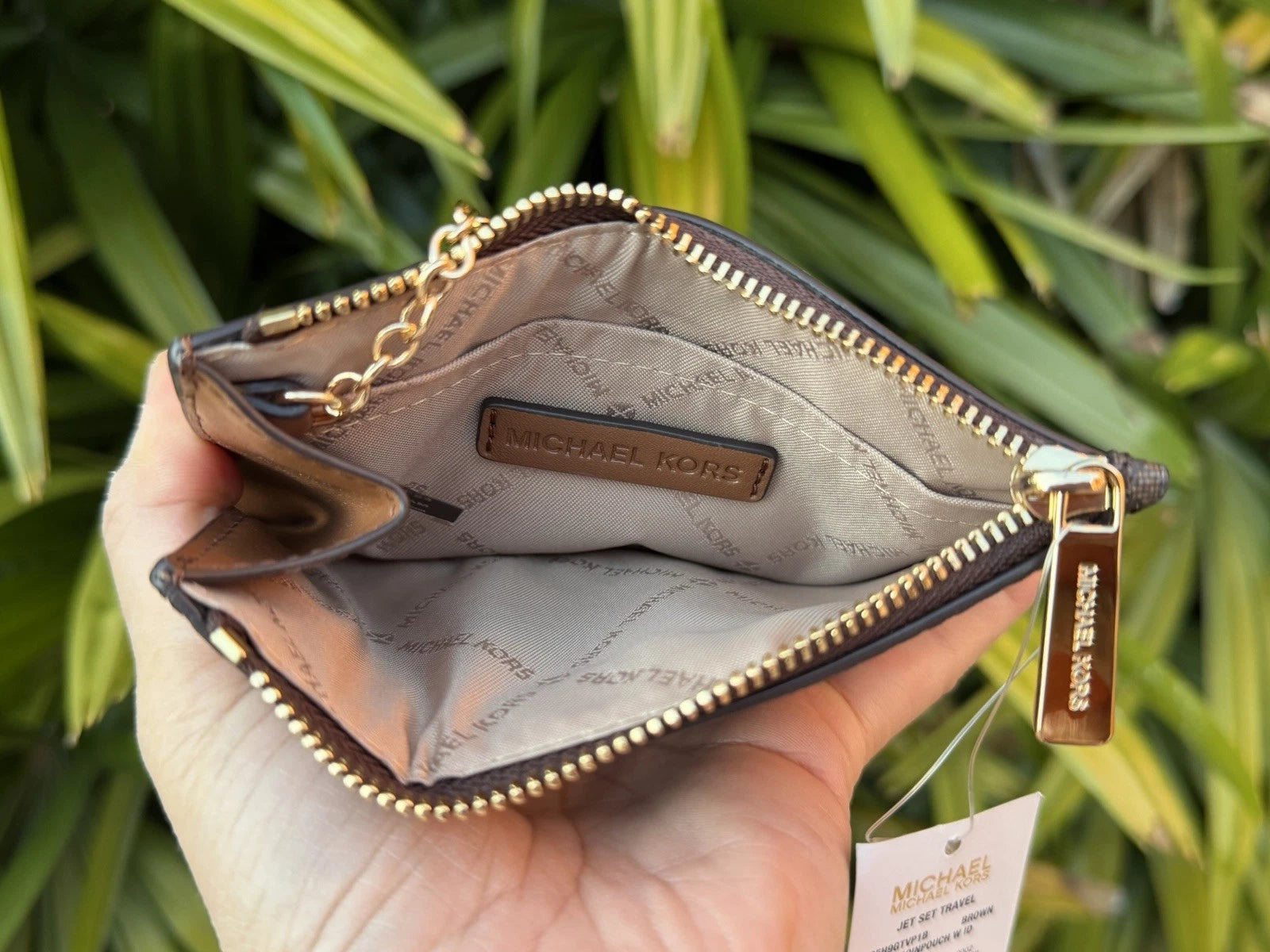 Michael Kors Jet Set Travel Small Signature Logo Coin Pouch – Brown PVC