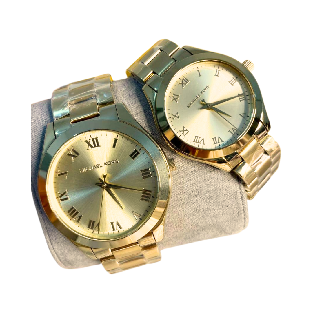 MICHAEL KORS SLIM - RUNWAY GOLD TONE DIAL MK3456 ( Couple’s Set )