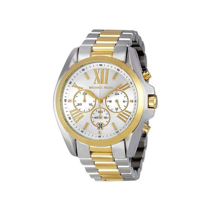 MICHAEL KORS BRADSHAW SILVER & GOLD TONE SILVER DIAL QUARTZ ( Men & Women )