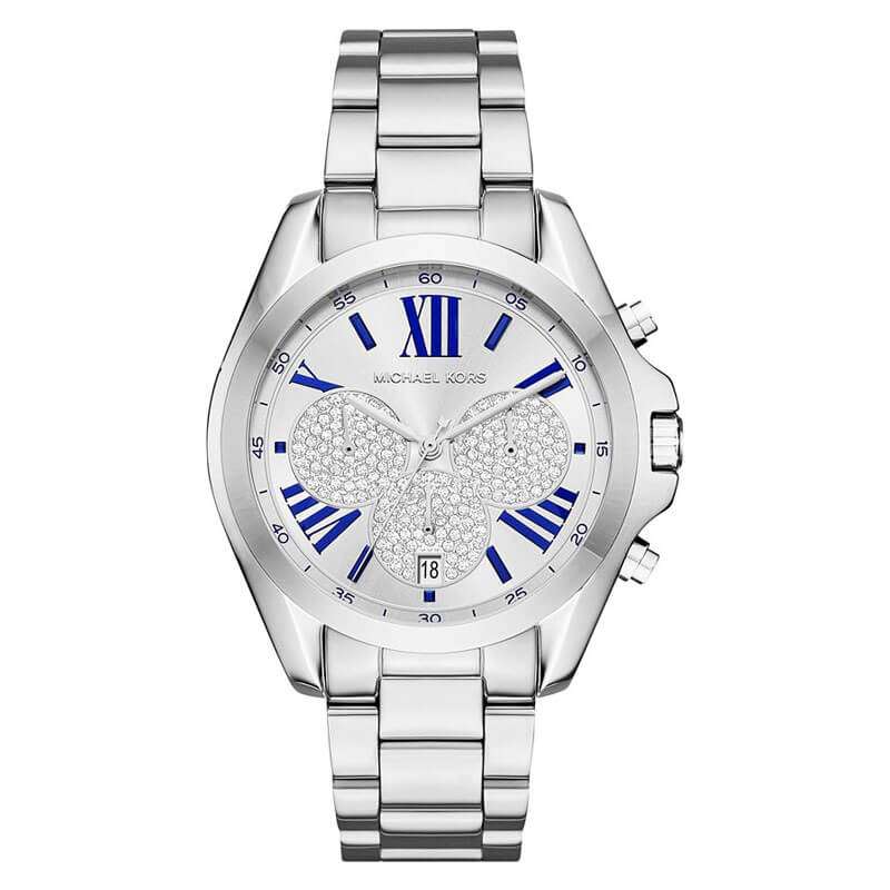 MICHAEL KORS UNISEX QUARTZ STAINLESS STEEL SILVER, CRYSTAL PAVE DIAL ( women )