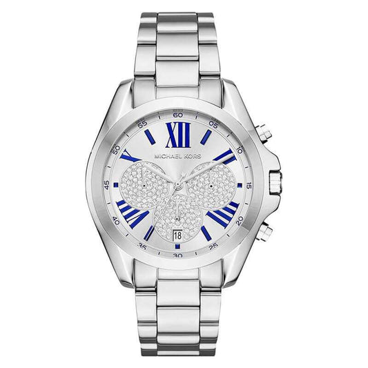 MICHAEL KORS UNISEX QUARTZ STAINLESS STEEL SILVER, CRYSTAL PAVE DIAL ( women )