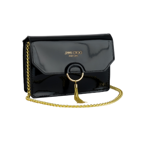 Jimmy Choo Parfums Crossbody Vinyl Small Bag Chain Gold Pouch Clutch Evening Bag