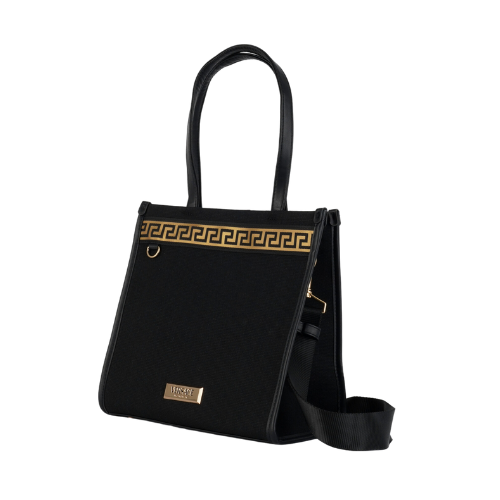 Versace Fragrances Canvas Bag Black Travel Purse Handbag Shoulder Tote