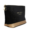 JIMMY CHOO PARFUMS FAUX LEATHER GLITTER TRIM CLUTCH POUCH COSMETIC BAG - BLACK