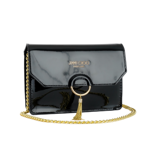 Jimmy Choo Parfums Crossbody Vinyl Small Bag Chain Gold Pouch Clutch Evening Bag