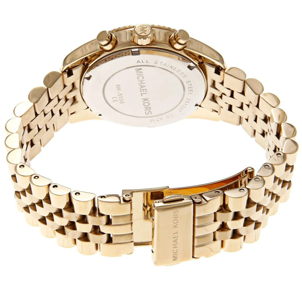  Michael Kors Lexington MK5556 women's gold-tone stainless steel chronograph watch. 