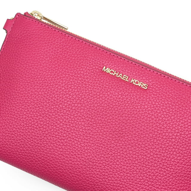 Michael Kors Jet Set Travel Large Pebbled Leather Top-Zip Wristlet – Pink/Electric Pink