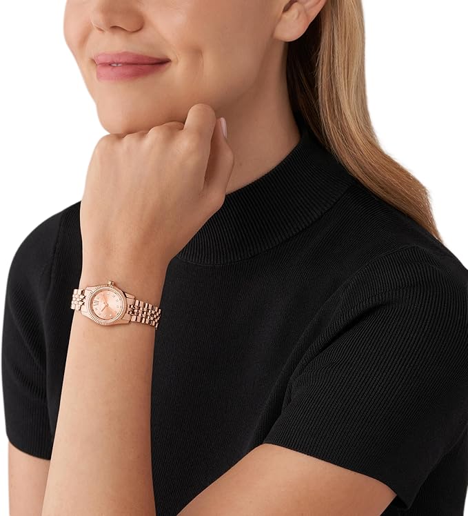 Michael Kors Petite Lexington Pavé Rose Gold-Tone Watch – MK4739