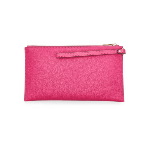Michael Kors Jet Set Travel Large Pebbled Leather Top-Zip Wristlet – Pink/Electric Pink