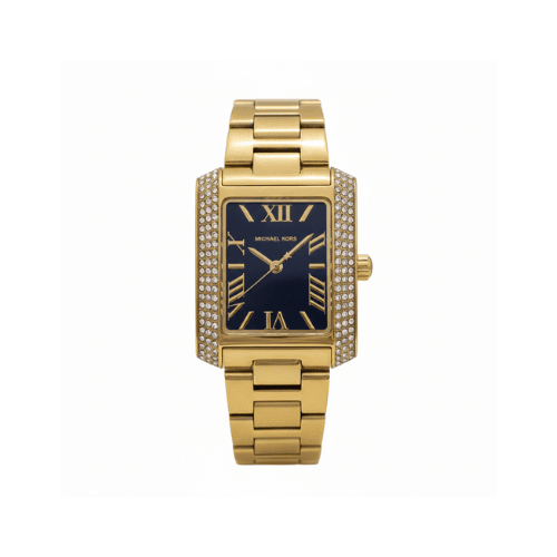 Michael Kors Oversized Emery Pavé Gold-Tone Watch with Bangle