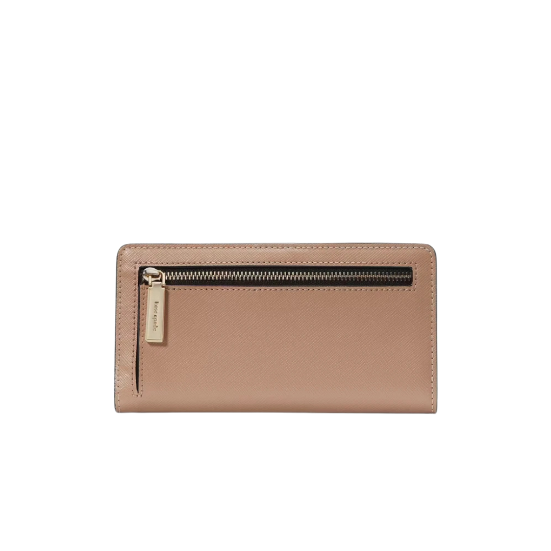 Kate Spade Leather Madison Large Slim Bifold Wallet Hazelnut Black