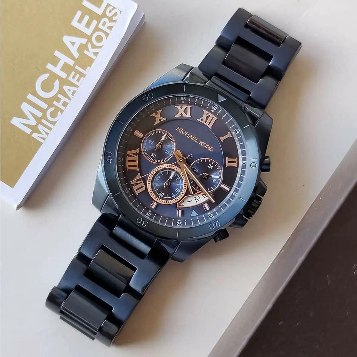 Michael Kors Men's Brecken Chronograph Quartz Stainless Steel Blue Dial Watch, MK8610