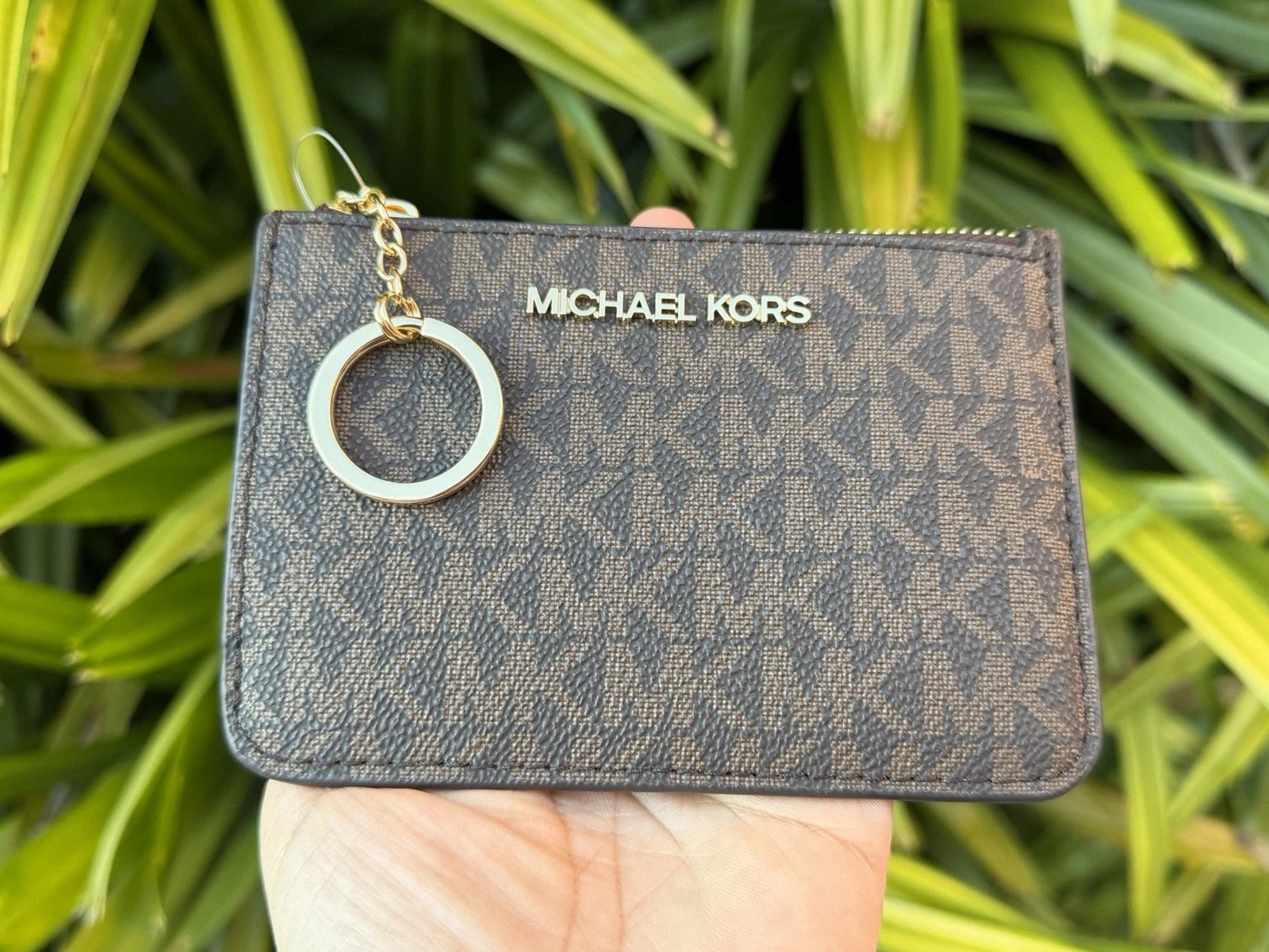 Michael Kors Jet Set Travel Small Signature Logo Coin Pouch – Brown PVC